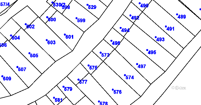 Parcela st. 573 v KÚ Starovice, Katastrální mapa