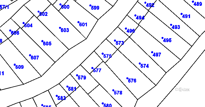 Parcela st. 575 v KÚ Starovice, Katastrální mapa