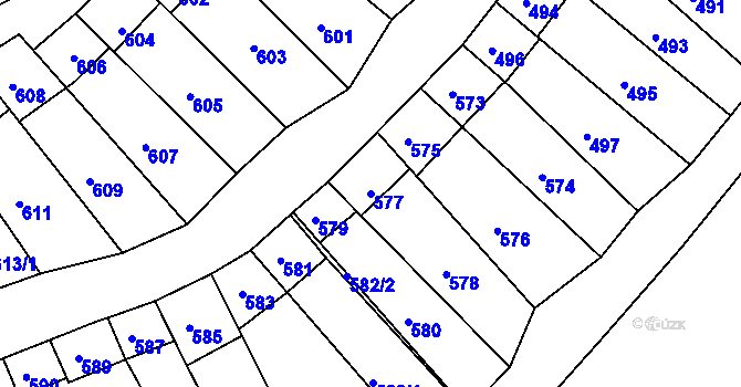 Parcela st. 577 v KÚ Starovice, Katastrální mapa