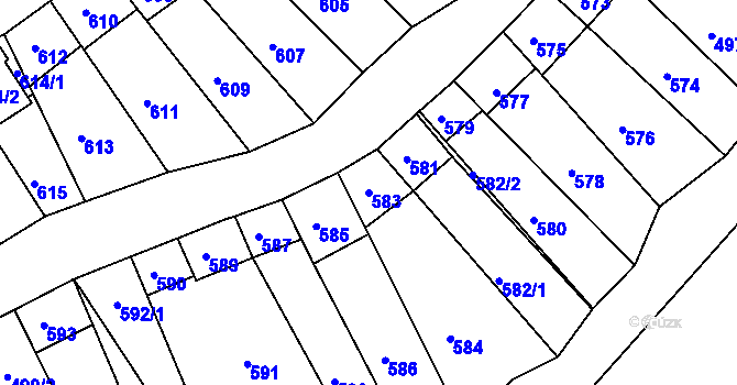 Parcela st. 583 v KÚ Starovice, Katastrální mapa