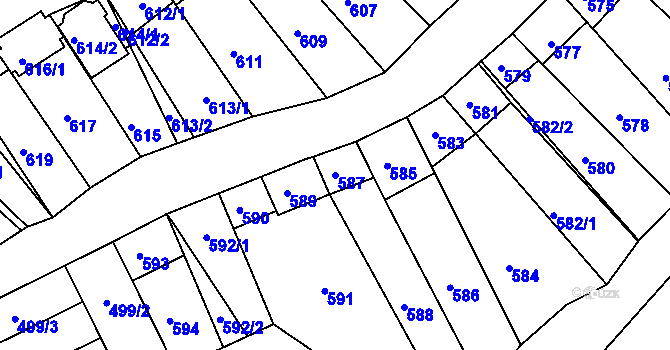Parcela st. 587 v KÚ Starovice, Katastrální mapa