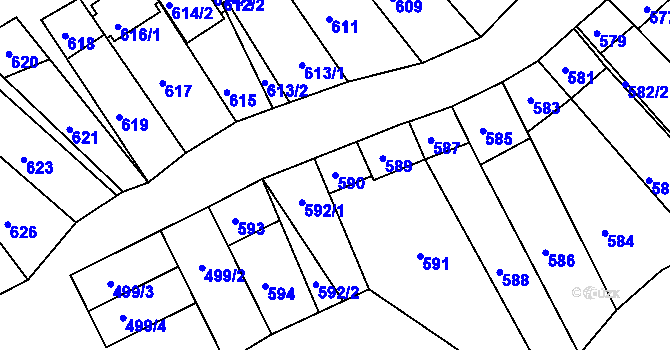 Parcela st. 590 v KÚ Starovice, Katastrální mapa