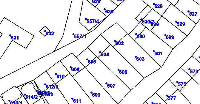 Parcela st. 604 v KÚ Starovice, Katastrální mapa