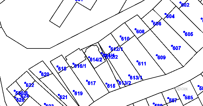 Parcela st. 614/1 v KÚ Starovice, Katastrální mapa