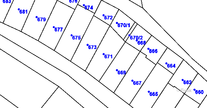 Parcela st. 671 v KÚ Starovice, Katastrální mapa