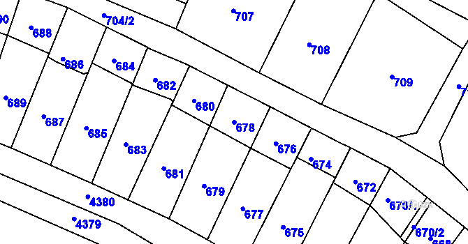 Parcela st. 678 v KÚ Starovice, Katastrální mapa