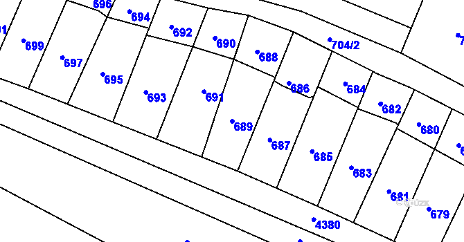 Parcela st. 689 v KÚ Starovice, Katastrální mapa