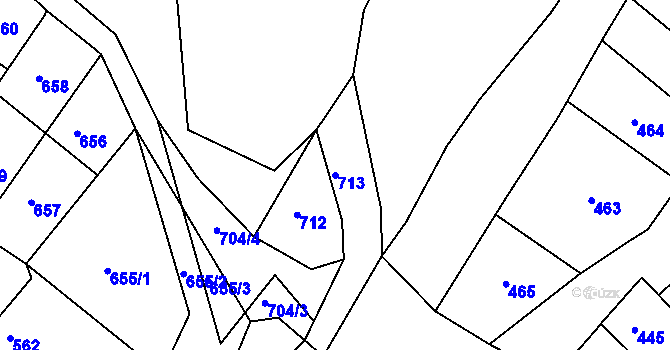 Parcela st. 713 v KÚ Starovice, Katastrální mapa