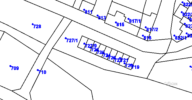 Parcela st. 725 v KÚ Starovice, Katastrální mapa