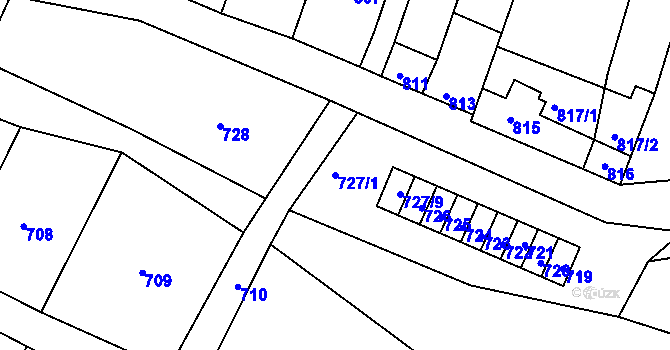 Parcela st. 727/1 v KÚ Starovice, Katastrální mapa