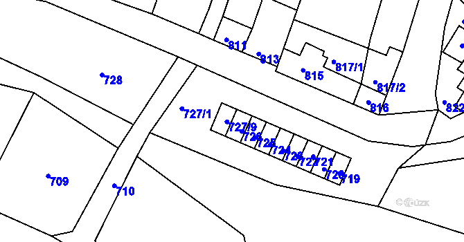 Parcela st. 727/2 v KÚ Starovice, Katastrální mapa
