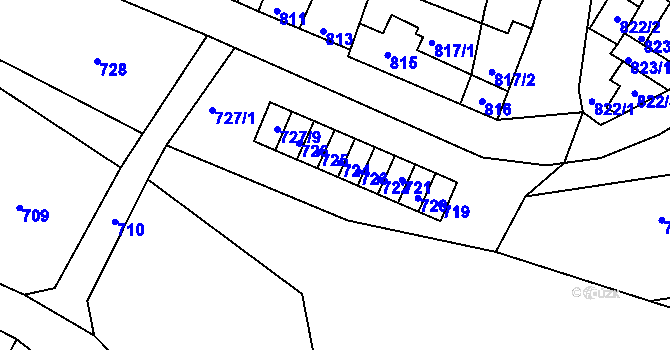 Parcela st. 727/3 v KÚ Starovice, Katastrální mapa