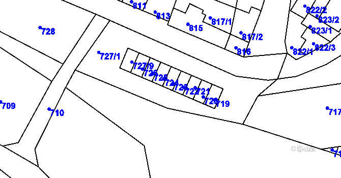 Parcela st. 727/4 v KÚ Starovice, Katastrální mapa