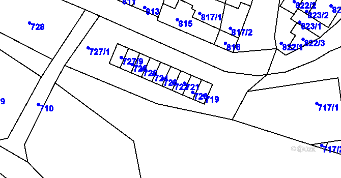 Parcela st. 727/5 v KÚ Starovice, Katastrální mapa