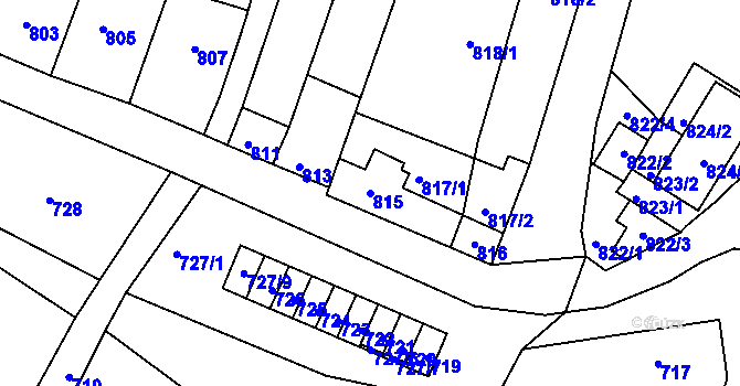 Parcela st. 815 v KÚ Starovice, Katastrální mapa