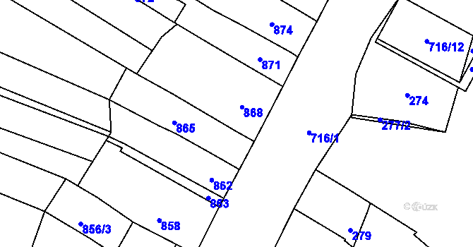 Parcela st. 867 v KÚ Starovice, Katastrální mapa