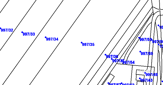 Parcela st. 997/35 v KÚ Starovice, Katastrální mapa