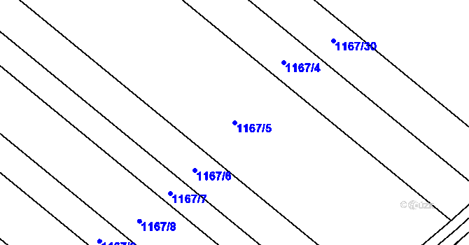 Parcela st. 1167/5 v KÚ Starovice, Katastrální mapa