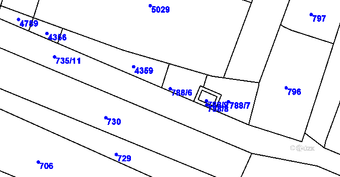Parcela st. 788/6 v KÚ Starovice, Katastrální mapa