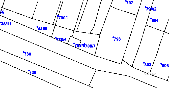 Parcela st. 788/7 v KÚ Starovice, Katastrální mapa