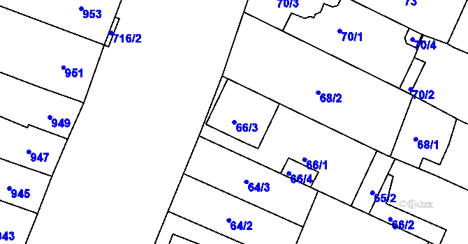 Parcela st. 66/3 v KÚ Starovice, Katastrální mapa