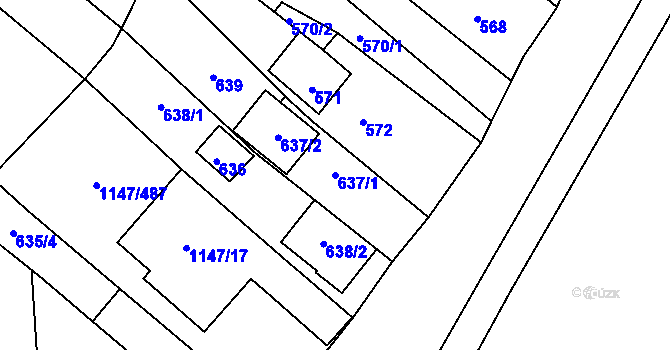 Parcela st. 637/1 v KÚ Starovice, Katastrální mapa
