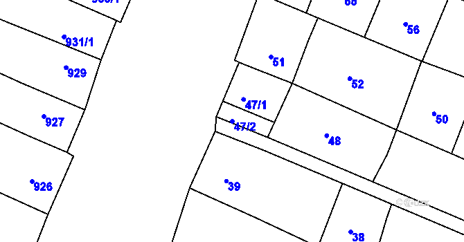Parcela st. 47/2 v KÚ Starovice, Katastrální mapa