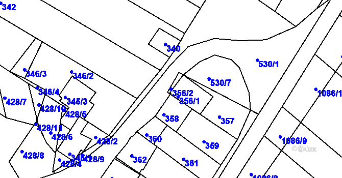Parcela st. 356/2 v KÚ Starovice, Katastrální mapa