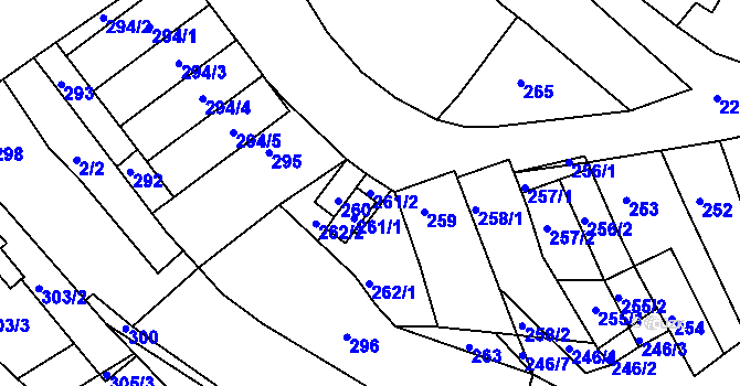 Parcela st. 261/2 v KÚ Starovice, Katastrální mapa