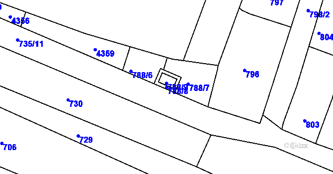 Parcela st. 788/8 v KÚ Starovice, Katastrální mapa