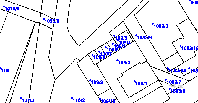 Parcela st. 109/7 v KÚ Starovice, Katastrální mapa