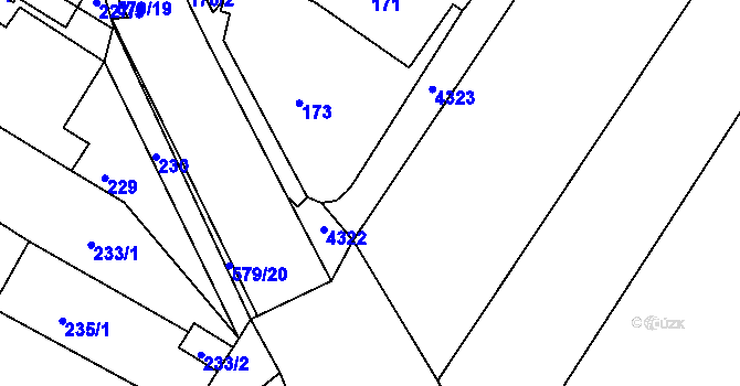 Parcela st. 231 v KÚ Starovičky, Katastrální mapa