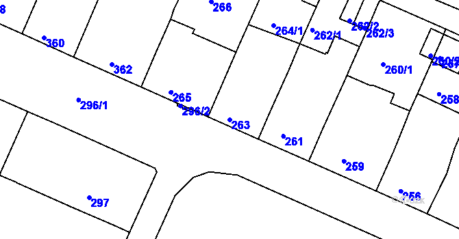 Parcela st. 263 v KÚ Starovičky, Katastrální mapa