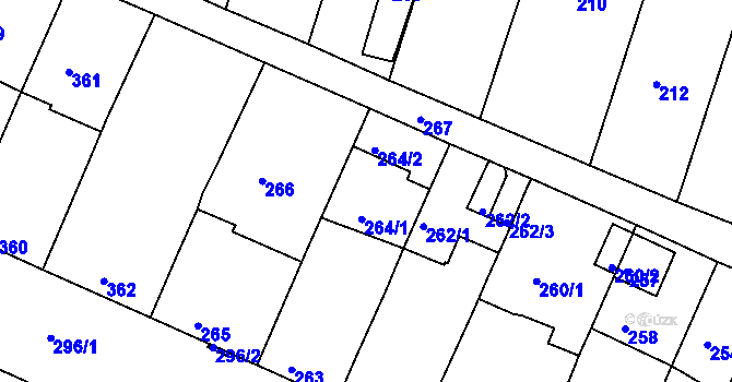 Parcela st. 264 v KÚ Starovičky, Katastrální mapa