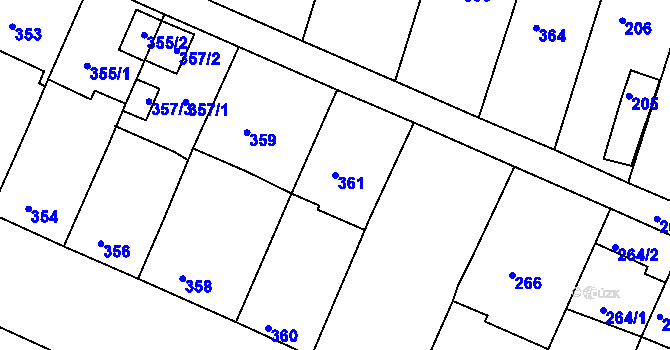 Parcela st. 361 v KÚ Starovičky, Katastrální mapa