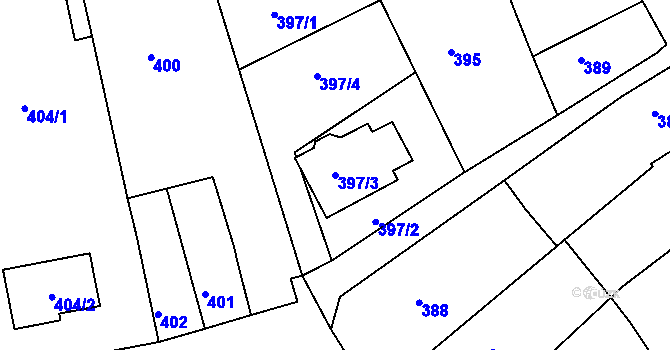 Parcela st. 397/3 v KÚ Starovičky, Katastrální mapa