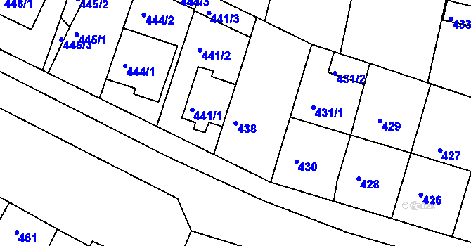 Parcela st. 438 v KÚ Starovičky, Katastrální mapa