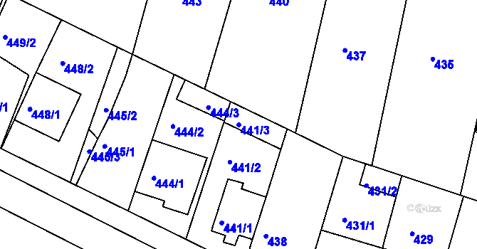 Parcela st. 441/3 v KÚ Starovičky, Katastrální mapa