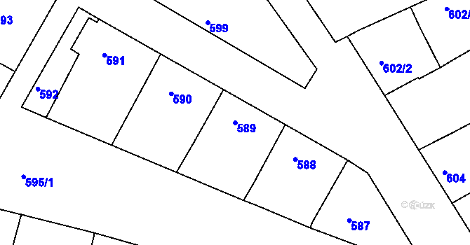 Parcela st. 589 v KÚ Starovičky, Katastrální mapa