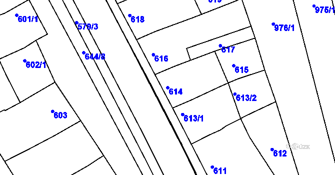 Parcela st. 614 v KÚ Starovičky, Katastrální mapa