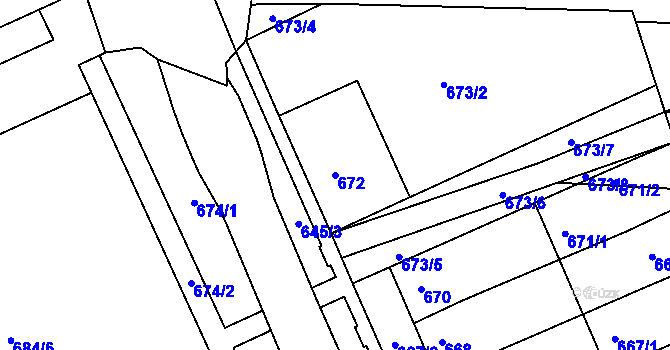 Parcela st. 672 v KÚ Starovičky, Katastrální mapa