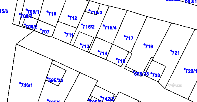Parcela st. 714 v KÚ Starovičky, Katastrální mapa