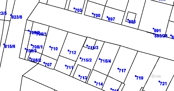 Parcela st. 715/3 v KÚ Starovičky, Katastrální mapa