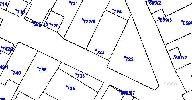 Parcela st. 723 v KÚ Starovičky, Katastrální mapa