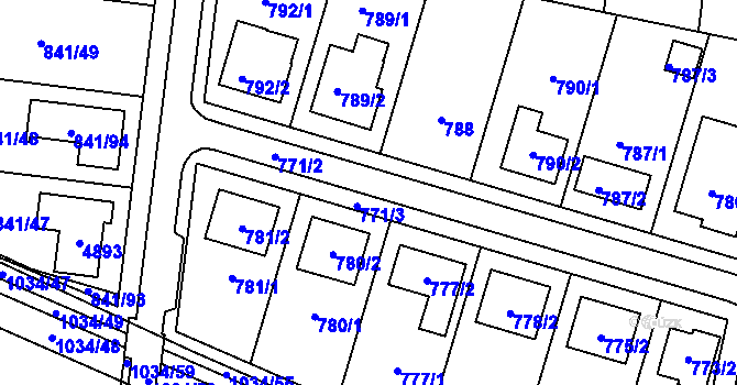 Parcela st. 771 v KÚ Starovičky, Katastrální mapa