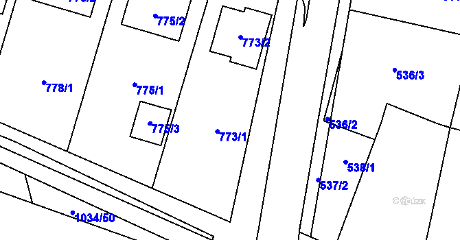 Parcela st. 773 v KÚ Starovičky, Katastrální mapa