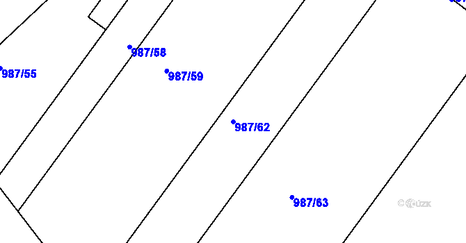Parcela st. 987/62 v KÚ Starovičky, Katastrální mapa