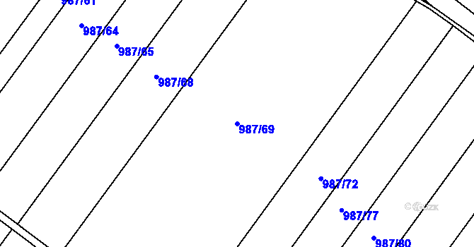 Parcela st. 987/69 v KÚ Starovičky, Katastrální mapa
