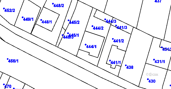 Parcela st. 444/1 v KÚ Starovičky, Katastrální mapa