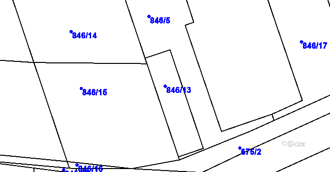 Parcela st. 846/13 v KÚ Starovičky, Katastrální mapa